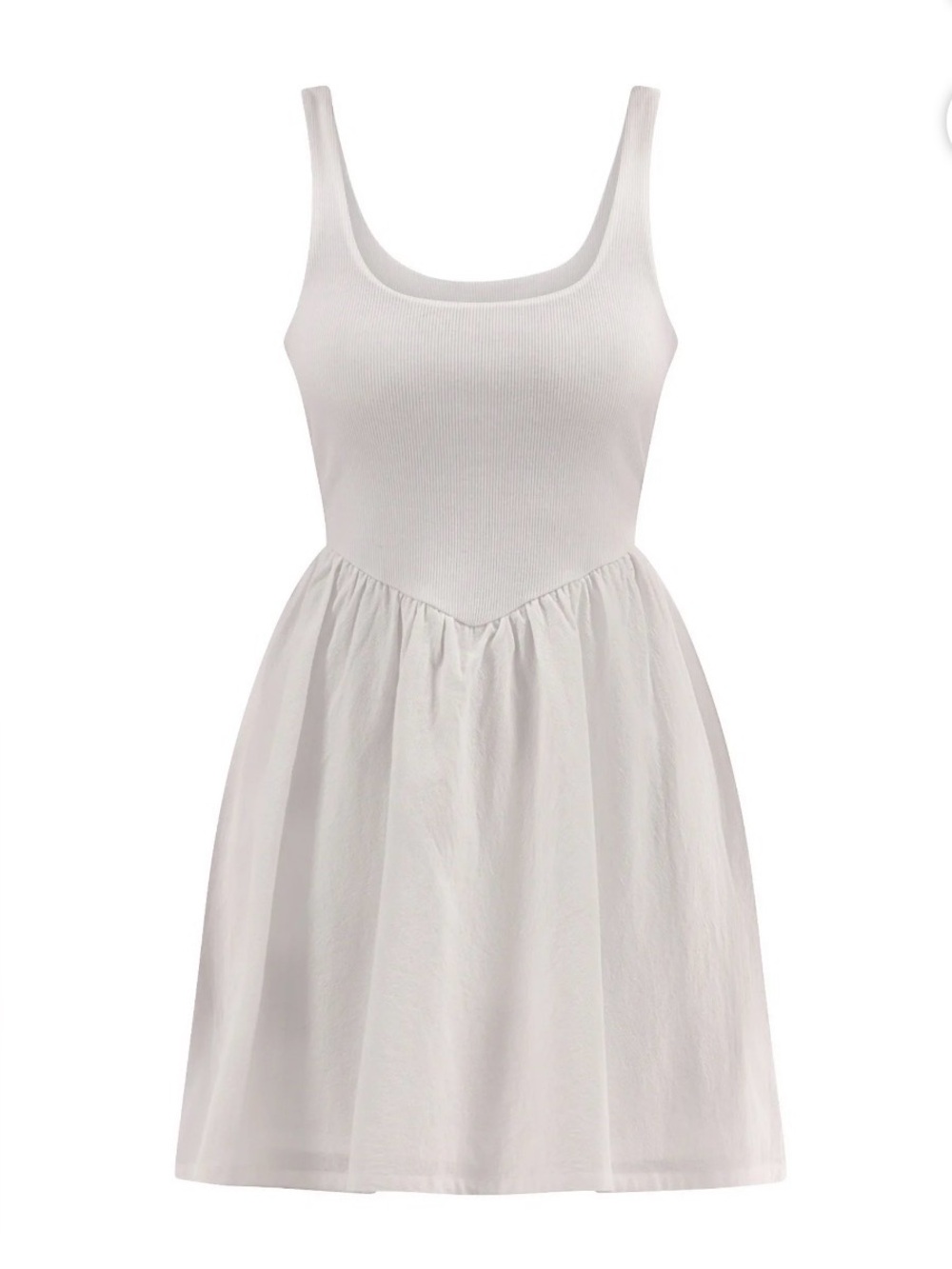 No Boundaries white V Waist Mini Tank Dress balletcore coquette minimalist NWT M